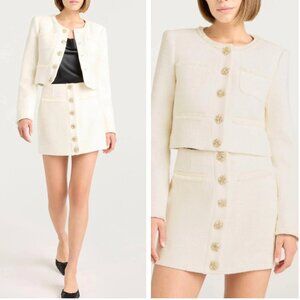 NWT Cinq a Sept 5a7 Linda Jacket & Skirt Set Gardenia Ivory Tweed French Causal